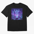 Lionel Messi (GOAT) Hologram in Futuristic Cyberpunk City (Version 2) Classic T-Shirt Celebrate Soccer Greatness during FIFA World Cup 2026 Spirit, Capturing Portugal, Cristiano Ronaldo, Sports Nostalgia, International Competition, Famous Players