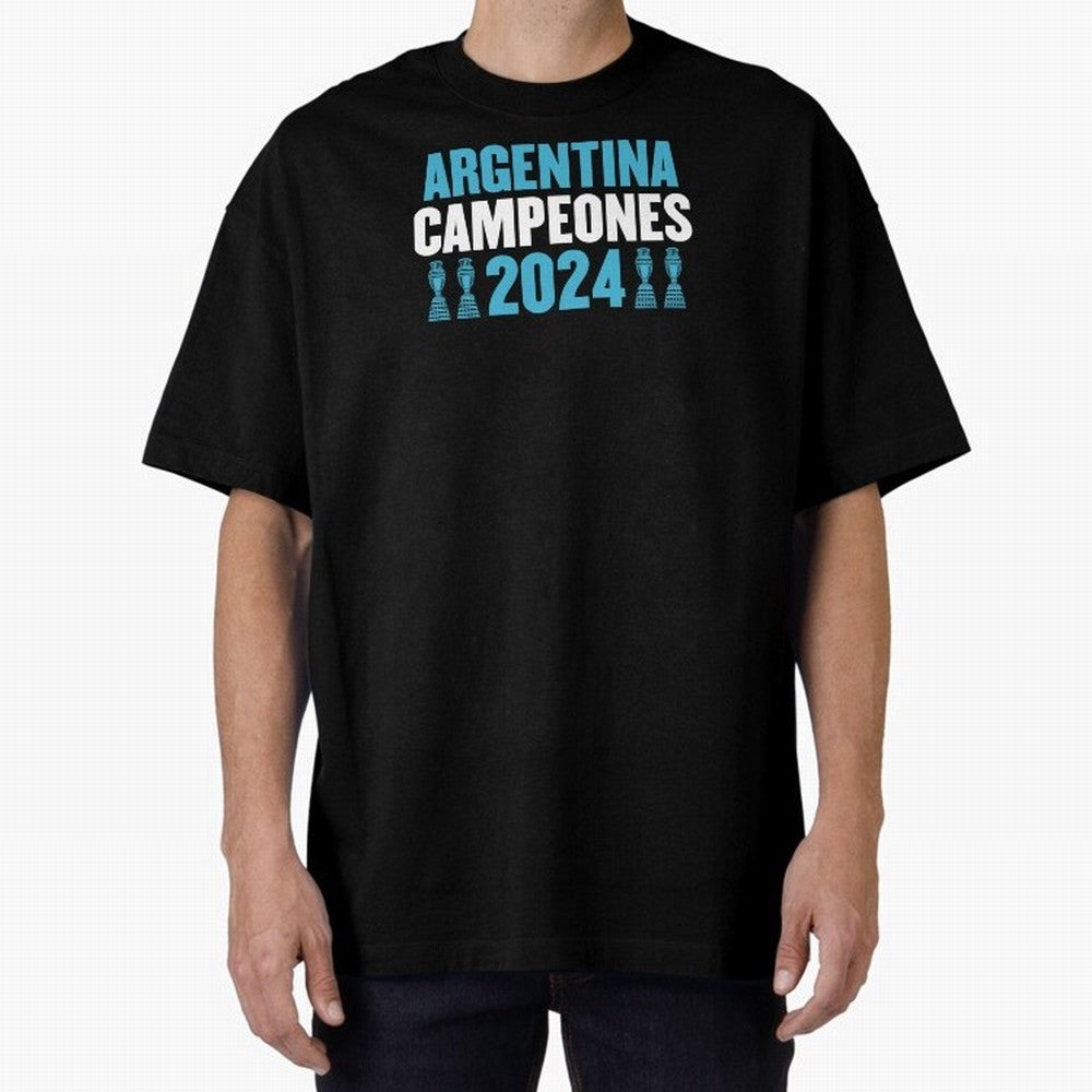 Argentina Campeones 2024 Oversized T-Shirt Fuel Your Fan Pride for FIFA World Cup 2026 USA Canada Mexico Spirit, Highlighting Portugal, Spain and Germany, Messi, Neymar and Mbappe, Global Supporter Spirit, Legendary Goals, National Colors and