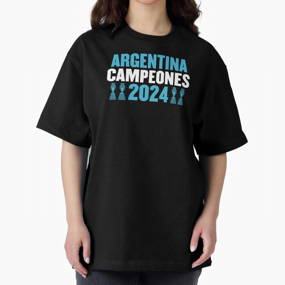 Argentina Campeones 2024 Oversized T-Shirt Fuel Your Fan Pride for FIFA World Cup 2026 USA Canada Mexico Spirit, Highlighting Portugal, Spain and Germany, Messi, Neymar and Mbappe, Global Supporter Spirit, Legendary Goals, National Colors and