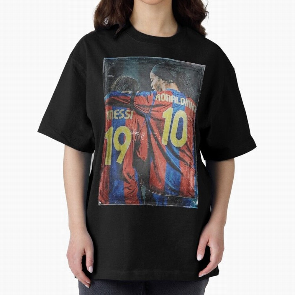 Messi and Ronaldinho Oversized T-Shirt Stand with Global Football Passion for FIFA World Cup 2026 Group Stage, Made for Neymar, Germany, Fan Favorite Moments, National Team Passion, Big Match Drama and Soccer History; Made for Collectors Who Enjoy