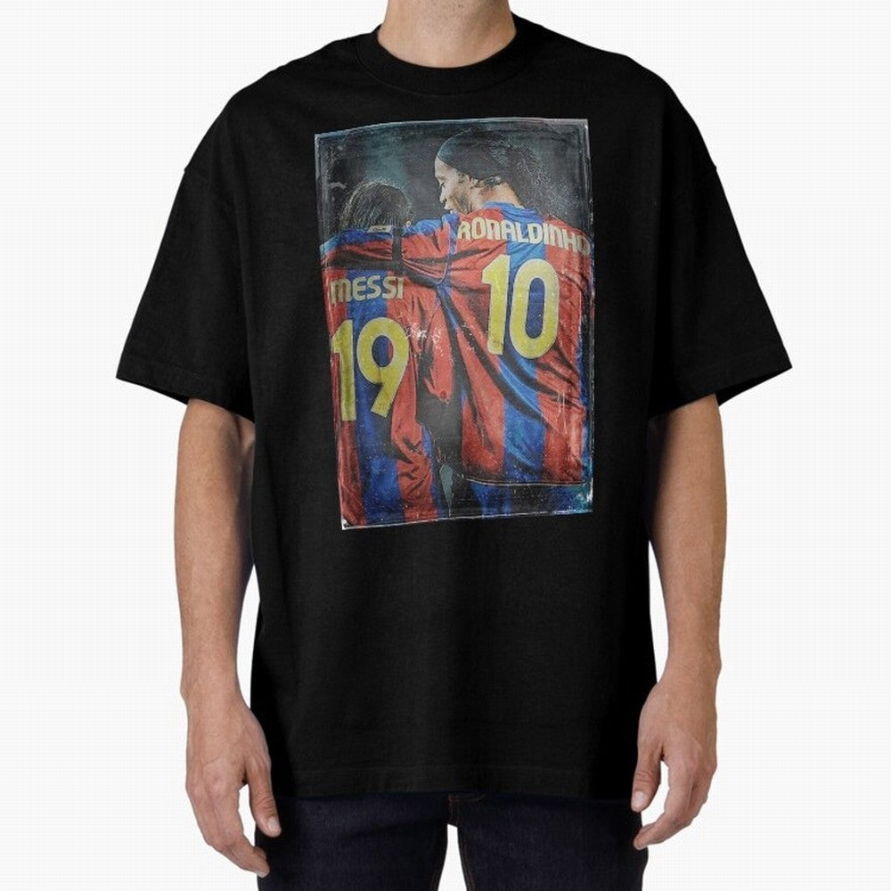 Messi and Ronaldinho Oversized T-Shirt Stand with Global Football Passion for FIFA World Cup 2026 Group Stage, Made for Neymar, Germany, Fan Favorite Moments, National Team Passion, Big Match Drama and Soccer History; Made for Collectors Who Enjoy