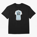 Messi Jersey Oversized T-Shirt Honor Football Greatness during FIFA World Cup 2026 USA Canada Mexico for Fans of Haaland and France, Bringing Retro Football Energy, Iconic Rivalries, Trophy Chase Drama and Stadium Atmosphere; Ideal for Passionate