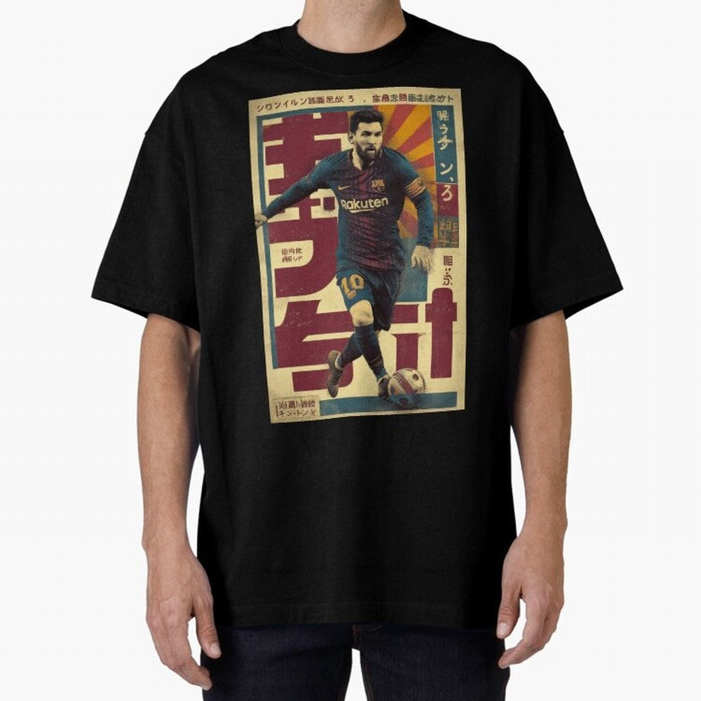 Retro 70's Japanese Messi Oversized T-Shirt Feel the Trophy Chase of Match Day Hype around FIFA World Cup 2026 USA Canada Mexico, Neymar, Haaland and Cristiano Ronaldo, Argentina, Champion Mindset, Group Stage Buzz, Knockout Tension and Passionate