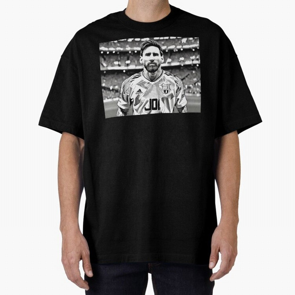 Messi Pop Art Portrait Oversized T-Shirt Show Championship Spirit for FIFA World Cup 2026 Spirit, with Netherlands, Neymar, Football Passion, Legendary Performances, Festival Vibes and Supporter Community; Perfect for Fans, Collectors, Family