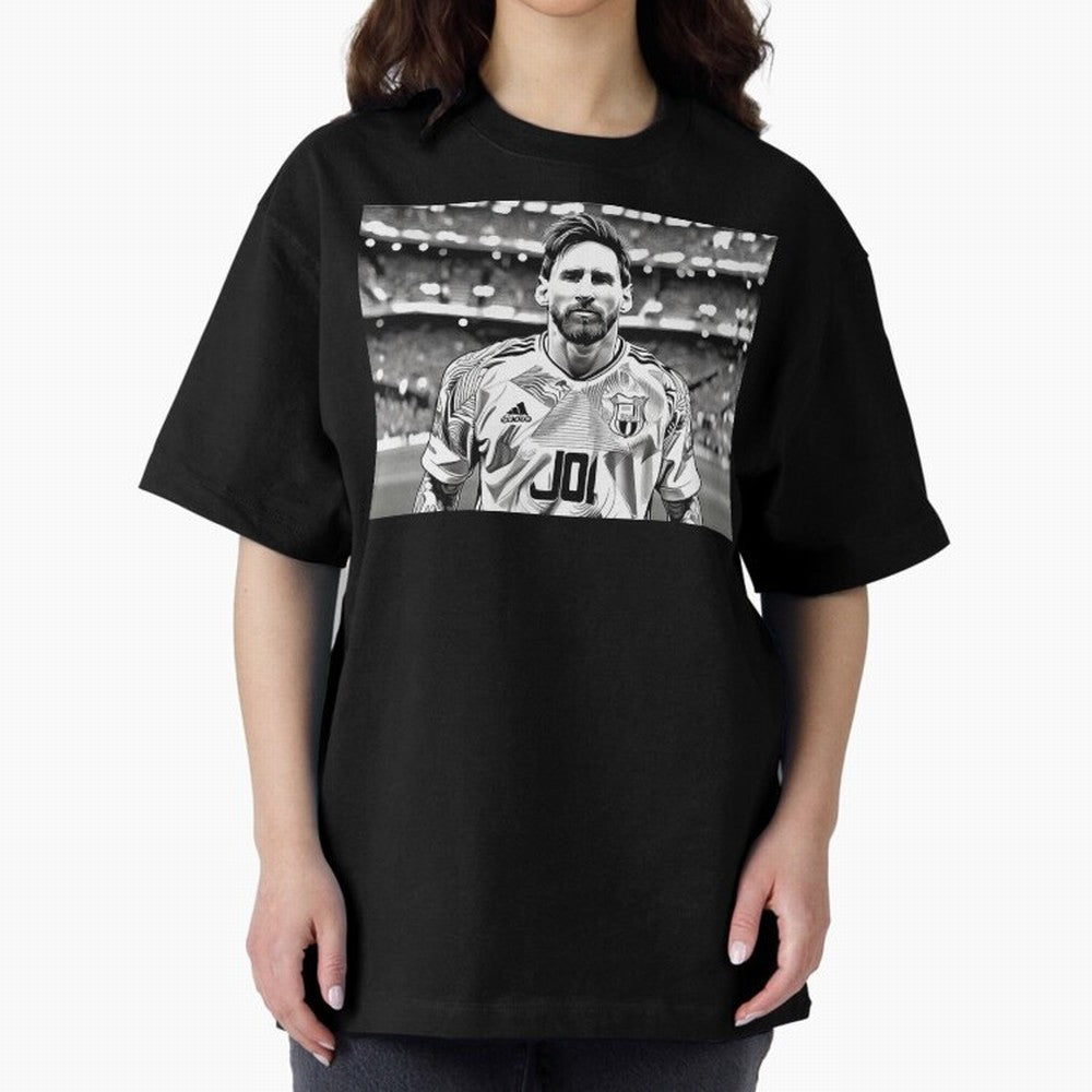 Messi Pop Art Portrait Oversized T-Shirt Show Championship Spirit for FIFA World Cup 2026 Spirit, with Netherlands, Neymar, Football Passion, Legendary Performances, Festival Vibes and Supporter Community; Perfect for Fans, Collectors, Family