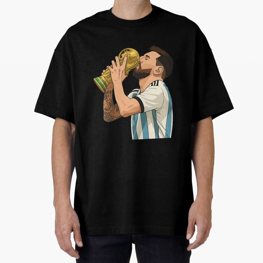 Messi Cup Oversized T-Shirt Discover Global Football Passion for FIFA World Cup 2026, Inspired by Mbappe, Portugal, Classic Soccer Heritage, Championship Pressure, Fan Loyalty and International Pride; Made for Collectors Who Enjoy Iconic Players,