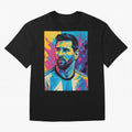 Messi Pop Art Portrait Oversized T-Shirt Stand with the FIFA World Cup 2026 USA Canada Mexico Journey through Neymar Highlights, Portugal Pride, Stadium Memories, Football Loyalty, International Chants and Championship Tradition; Ideal for