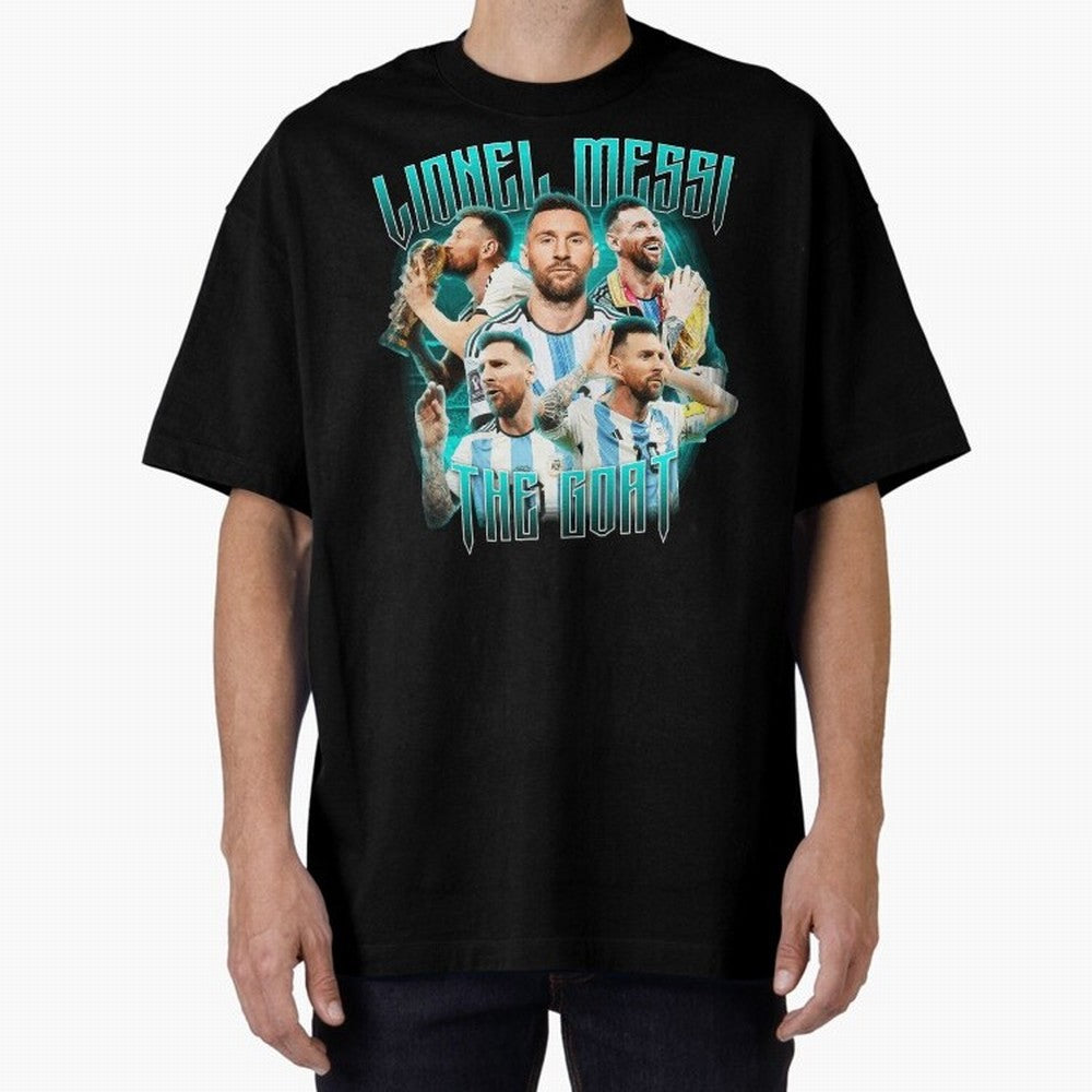 Messi Pop Art Portrait Oversized T-Shirt Follow Every Goal of Match Day Hype around FIFA World Cup 2026 Group Stage, Mbappe and Neymar, Portugal, Football History, Final Match Energy, Crowd Noise and Once in a Lifetime Moments; Ideal for Passionate