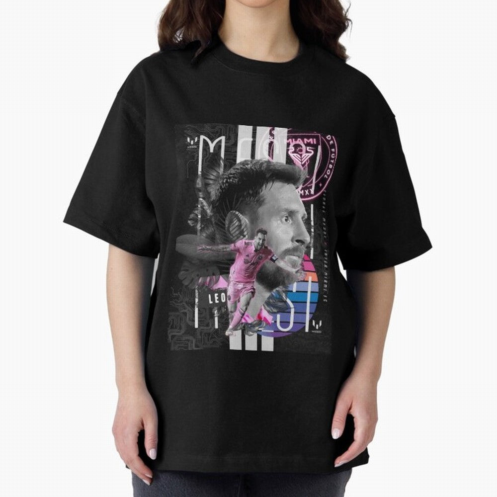 Messi Pop Art Portrait Classic T-Shirt Stand Proud for Global Football Passion for FIFA World Cup 2026 Group Stage, Filled with Cristiano Ronaldo, Haaland and CR7, Brazil, Portugal and Argentina, Vintage Soccer Flavor, Modern Football Stars,