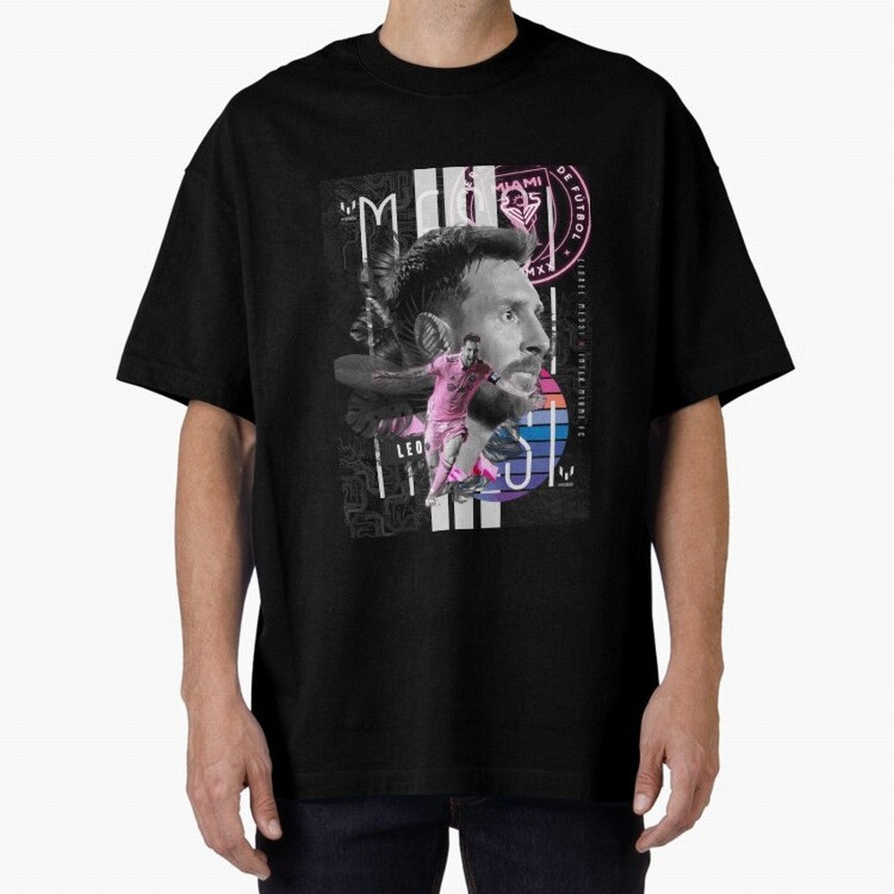 Messi Pop Art Portrait Classic T-Shirt Stand Proud for Global Football Passion for FIFA World Cup 2026 Group Stage, Filled with Cristiano Ronaldo, Haaland and CR7, Brazil, Portugal and Argentina, Vintage Soccer Flavor, Modern Football Stars,