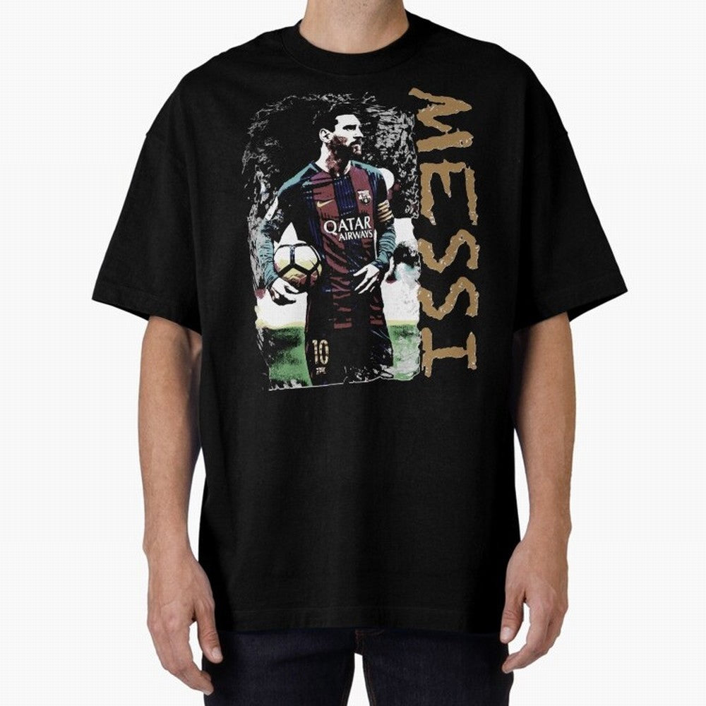 Messi Pop Art Portrait Oversized T-Shirt Bring Match Day Fire to the FIFA World Cup 2026 Group Stage Journey through CR7 Highlights, Argentina Pride, Vintage Soccer Flavor, Modern Football Stars, National Flags and Final Night Emotion; Made for