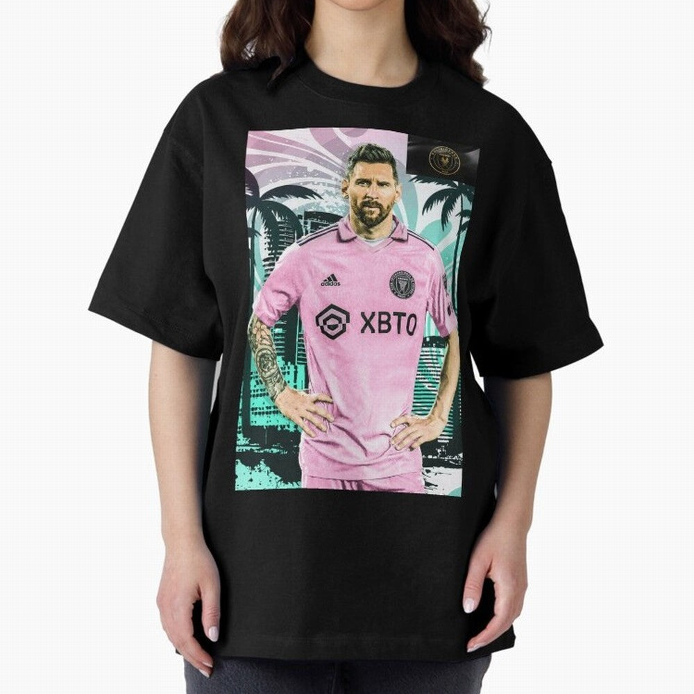 Messi Pop Art Portrait Oversized T-Shirt Follow Every Goal of Global Football Passion for FIFA World Cup 2026 Group Stage, Made for Cristiano Ronaldo, Haaland and CR7, Spain and Netherlands, Champion Mindset, Group Stage Buzz, Knockout Tension and