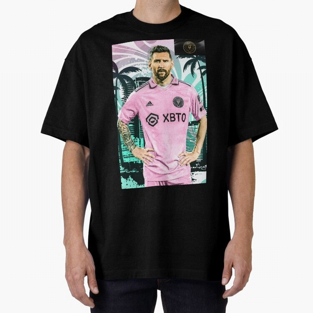 Messi Pop Art Portrait Oversized T-Shirt Follow Every Goal of Global Football Passion for FIFA World Cup 2026 Group Stage, Made for Cristiano Ronaldo, Haaland and CR7, Spain and Netherlands, Champion Mindset, Group Stage Buzz, Knockout Tension and