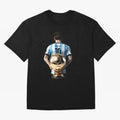 Soccer football lionel messi Barcellona Argentina illustration Oversized T-Shirt Carry the Colors and Pride of Global Football Passion for FIFA World Cup 2026 Group Stage, Celebrating Haaland, Brazil, Portugal and Argentina, Vintage Soccer Flavor,