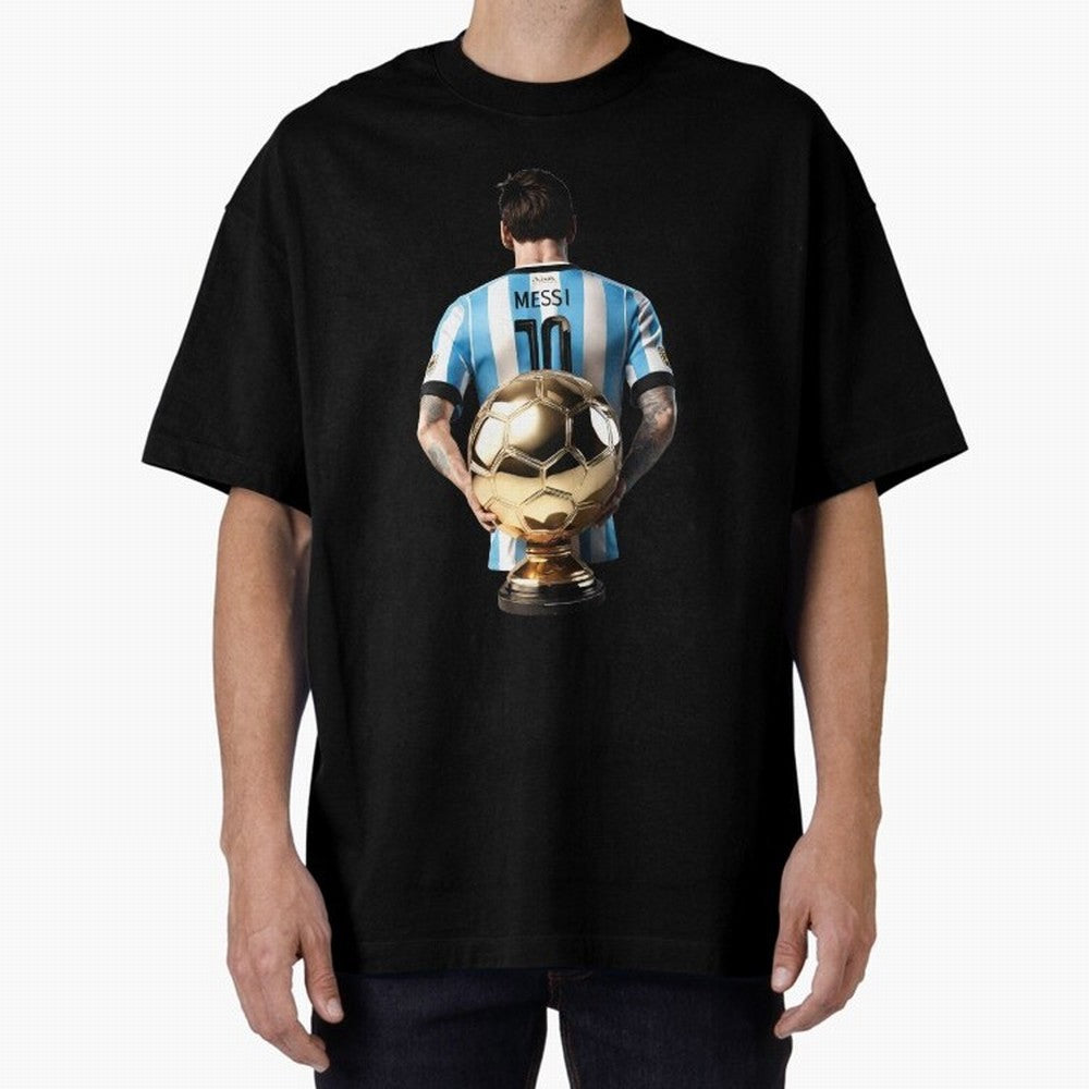 Soccer football lionel messi Barcellona Argentina illustration Oversized T-Shirt Carry the Colors and Pride of Global Football Passion for FIFA World Cup 2026 Group Stage, Celebrating Haaland, Brazil, Portugal and Argentina, Vintage Soccer Flavor,