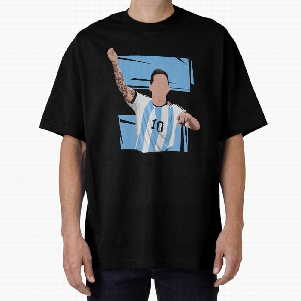 Messi Singing with Crowd World Cup 2022 Oversized T-Shirt Celebrate National Team Dreams in Match Day Hype around FIFA World Cup 2026 Group Stage, Messi and Cristiano Ronaldo, England, France and Netherlands, Football History, Final Match Energy,