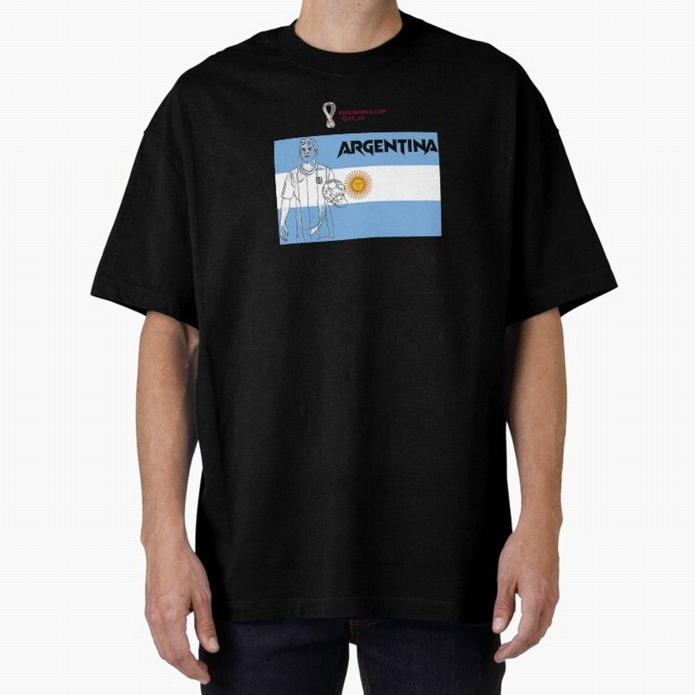 Argentina - FIFA World Cup - Qatar 2022 Oversized T-Shirt Make Memories around FIFA World Cup 2026 USA Canada Mexico Spirit, Celebrating England, Messi, Neymar and Mbappe, Football Passion, Legendary Performances, Festival Vibes and Supporter