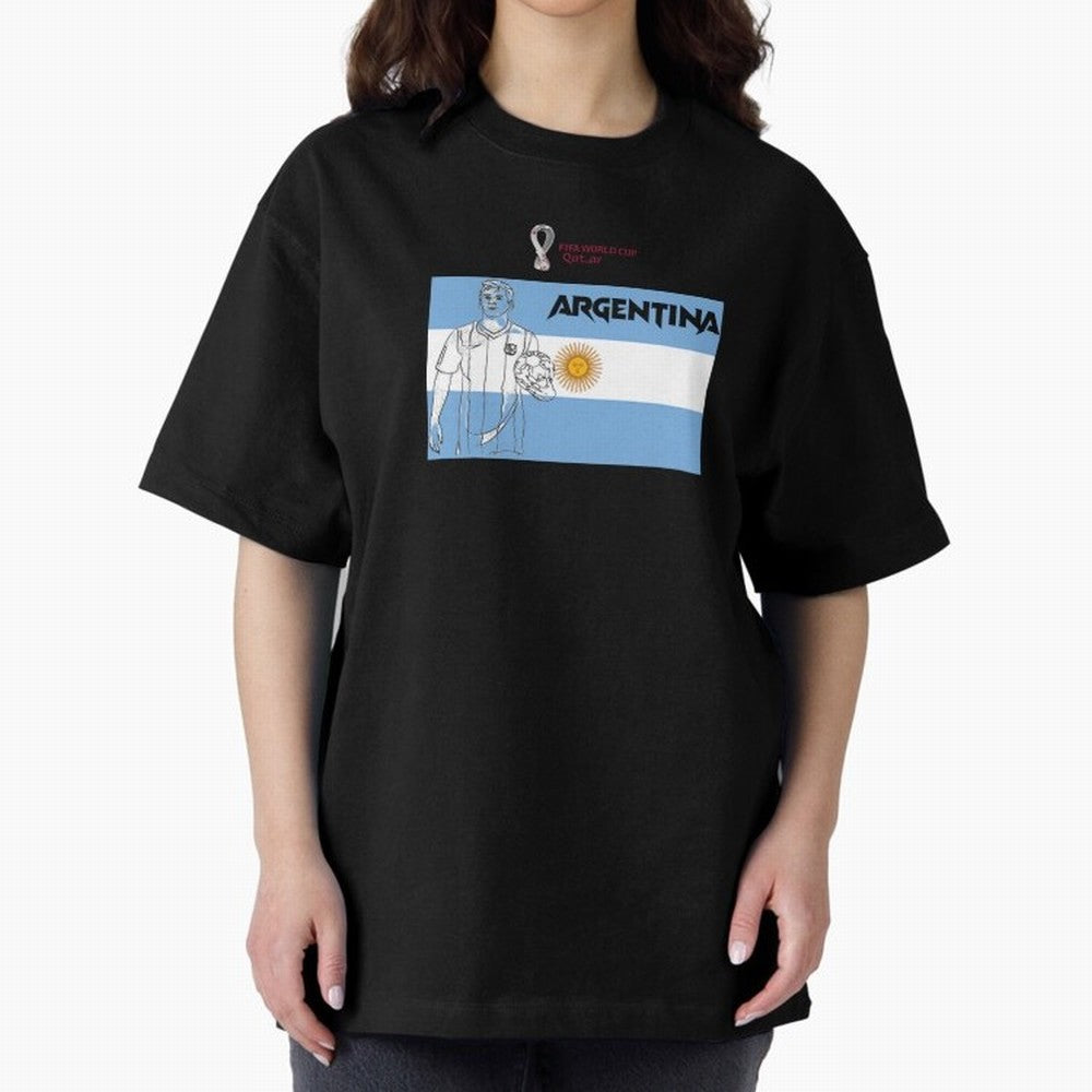 Argentina - FIFA World Cup - Qatar 2022 Oversized T-Shirt Make Memories around FIFA World Cup 2026 USA Canada Mexico Spirit, Celebrating England, Messi, Neymar and Mbappe, Football Passion, Legendary Performances, Festival Vibes and Supporter