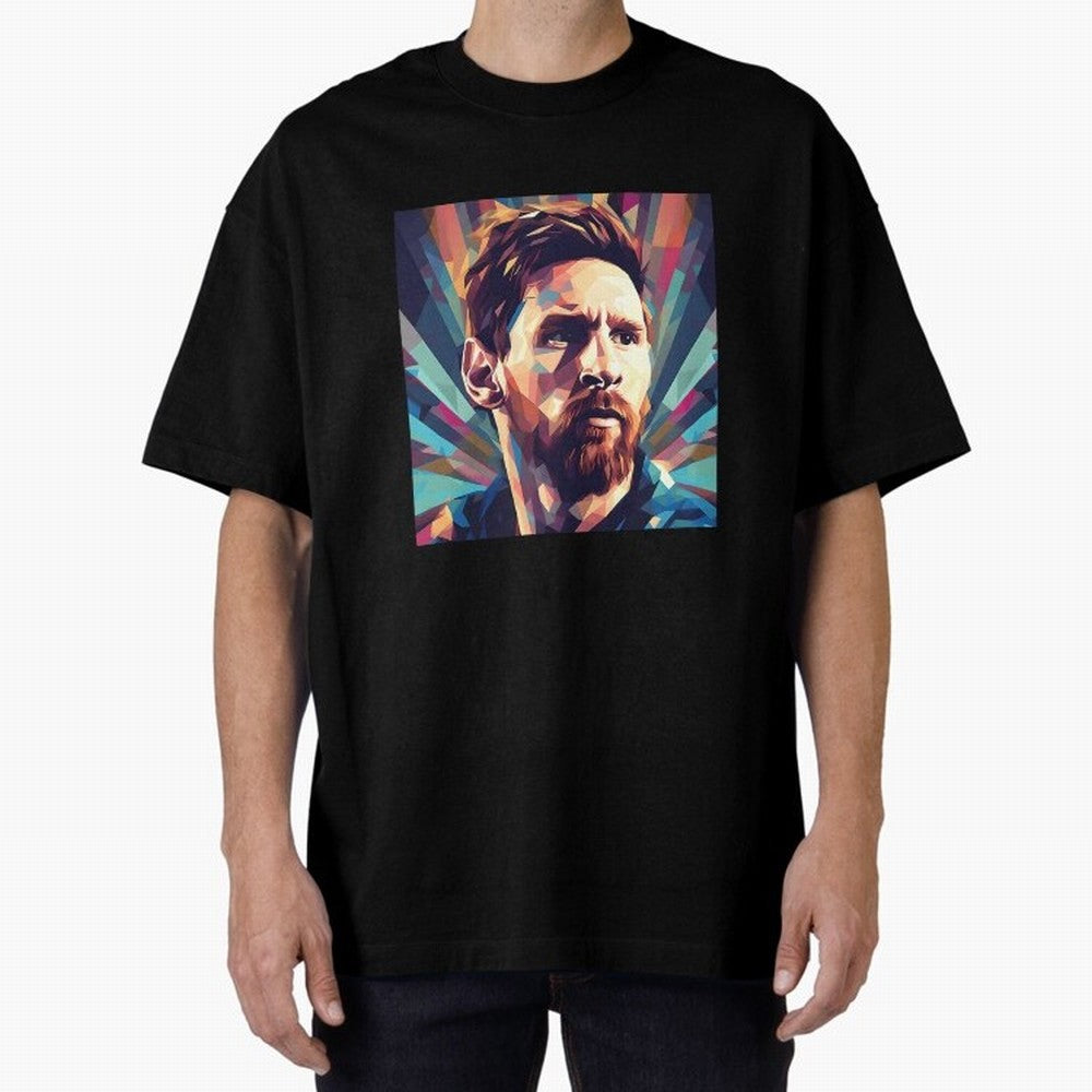 Lionel Messi Portrait Abstract Digital Football Player Classic T-Shirt Represent Match Day Hype around FIFA World Cup 2026, Neymar, Portugal, Champion Mindset, Group Stage Buzz, Knockout Tension and Passionate Fan Culture; Ideal for Passionate Fans