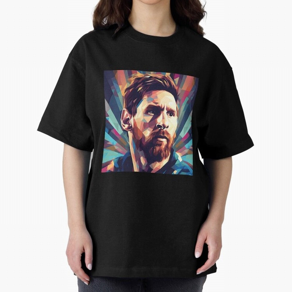 Lionel Messi Portrait Abstract Digital Football Player Classic T-Shirt Represent Match Day Hype around FIFA World Cup 2026, Neymar, Portugal, Champion Mindset, Group Stage Buzz, Knockout Tension and Passionate Fan Culture; Ideal for Passionate Fans
