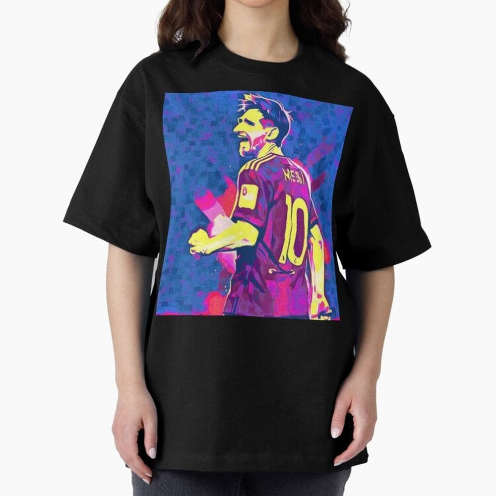 Lionel Messi art Oversized T-Shirt Celebrate Fan Culture around the FIFA World Cup 2026 USA Canada Mexico Journey through Neymar Highlights, England Pride, Match Day Excitement, Supporter Culture, Golden Goals and Global Football Passion; Perfect