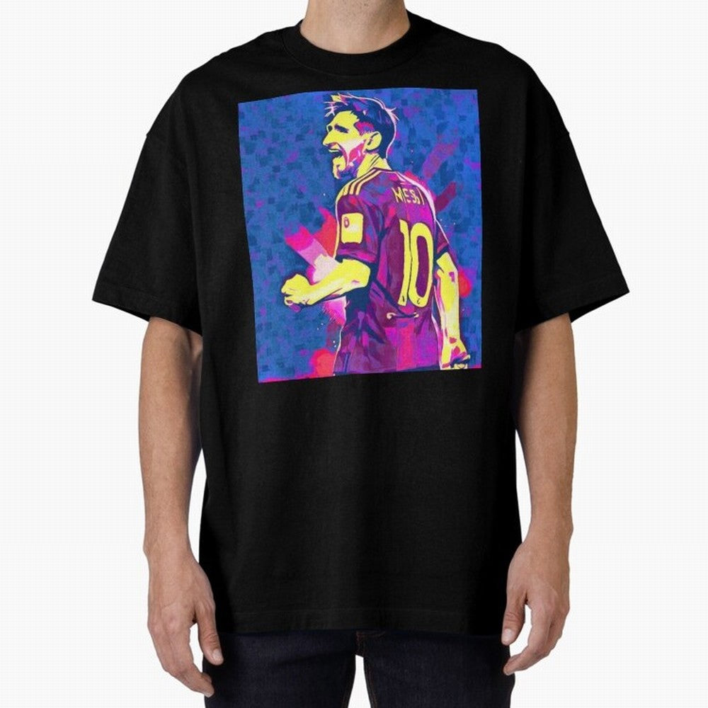 Lionel Messi art Oversized T-Shirt Celebrate Fan Culture around the FIFA World Cup 2026 USA Canada Mexico Journey through Neymar Highlights, England Pride, Match Day Excitement, Supporter Culture, Golden Goals and Global Football Passion; Perfect