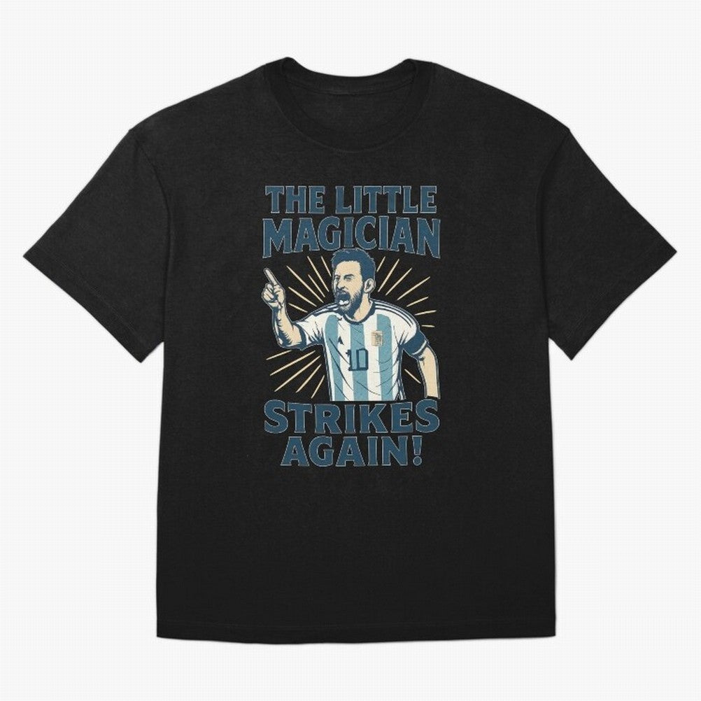 Messi - The Magician Oversized T-Shirt Honor Match Day Hype around FIFA World Cup 2026, Haaland and Mbappe, France, Sports Nostalgia, International Competition, Famous Players and Unforgettable Victories; Perfect for Fans, Collectors, Family
