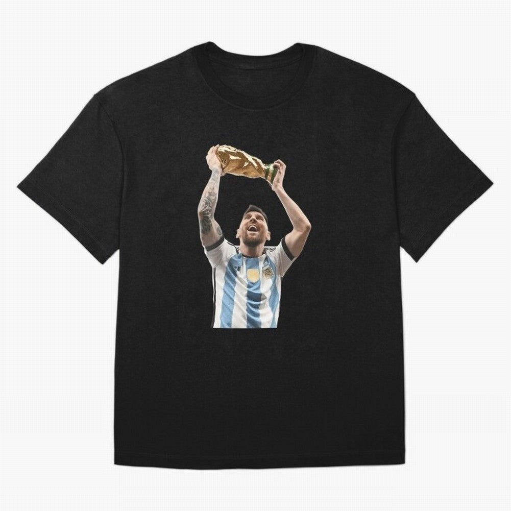 Lionel Messi Lifting The World Cup Essential T-Shirt Celebrate Unforgettable Nights in FIFA World Cup 2026 Spirit, Inspired by Argentina, France and Brazil, Cristiano Ronaldo, Stadium Memories, Football Loyalty, International Chants and