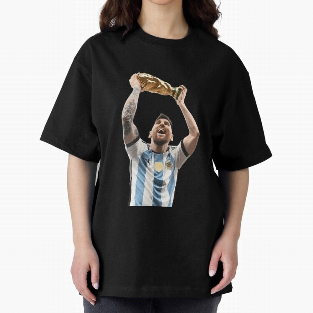 Lionel Messi Lifting The World Cup Essential T-Shirt Celebrate Unforgettable Nights in FIFA World Cup 2026 Spirit, Inspired by Argentina, France and Brazil, Cristiano Ronaldo, Stadium Memories, Football Loyalty, International Chants and