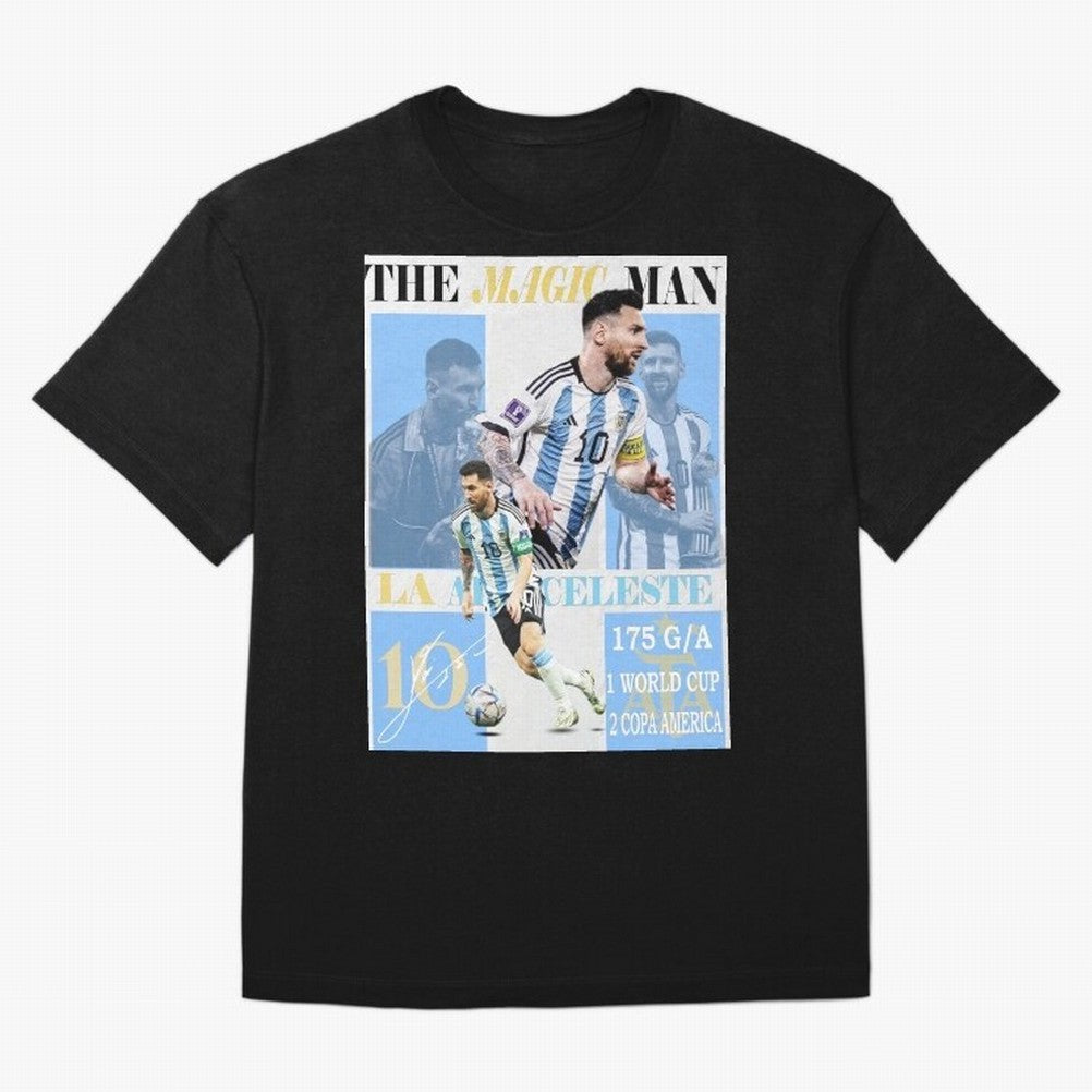 Lionel Messi Argentina World Cup 2022 Champion Victory Poster Oversized T-Shirt Support FIFA World Cup 2026 USA Canada Mexico for Fans of Messi, Neymar and Mbappe and France and Portugal, Bringing Sports Nostalgia, International Competition, Famous