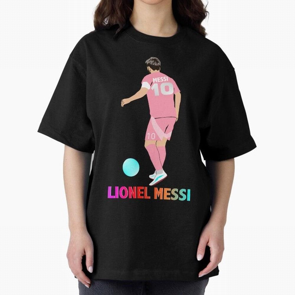 Lionel Messi illustration Oversized T-Shirt Make Every Kick Count in Match Day Hype around FIFA World Cup 2026 Group Stage, Mbappe and Neymar, Argentina, France and Brazil, Retro Football Energy, Iconic Rivalries, Trophy Chase Drama and Stadium
