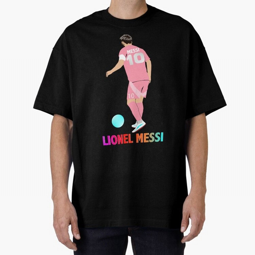 Lionel Messi illustration Oversized T-Shirt Make Every Kick Count in Match Day Hype around FIFA World Cup 2026 Group Stage, Mbappe and Neymar, Argentina, France and Brazil, Retro Football Energy, Iconic Rivalries, Trophy Chase Drama and Stadium