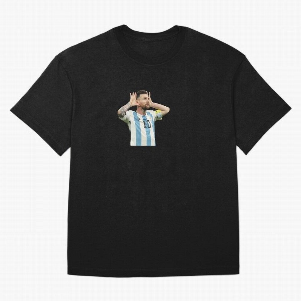 Lionel Messi Argentina Celebration Sticker Oversized T-Shirt Celebrate Soccer Greatness during the FIFA World Cup 2026 Journey through Neymar, Haaland and Cristiano Ronaldo Highlights, England and Germany Pride, Sports Nostalgia, International