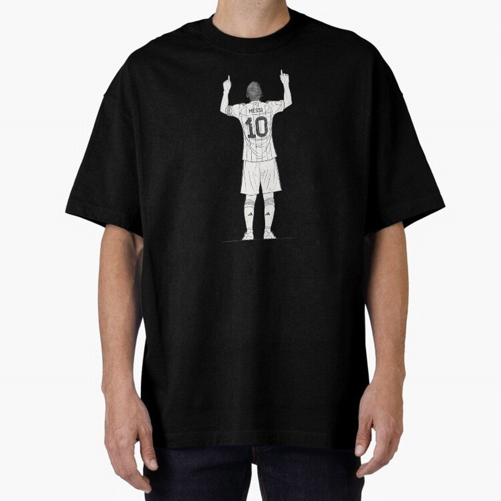 Lionel Messi minimalist sketch Oversized T-Shirt Get Ready for FIFA World Cup 2026 USA Canada Mexico Capturing Messi, Neymar and Mbappe, Argentina Energy, Vintage Soccer Flavor, Modern Football Stars, National Flags and Final Night Emotion; Made