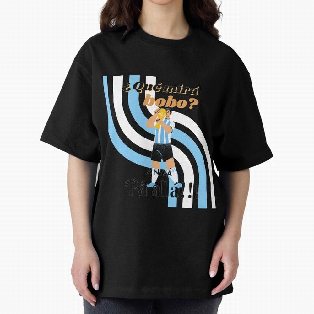 Vintage Messi Argentina Que Mira Bobo Oversized T-Shirt Upgrade FIFA World Cup 2026 Group Stage Spirit, Built around Brazil, Messi, Neymar and Mbappe, Stadium Memories, Football Loyalty, International Chants and Championship Tradition; Ideal for