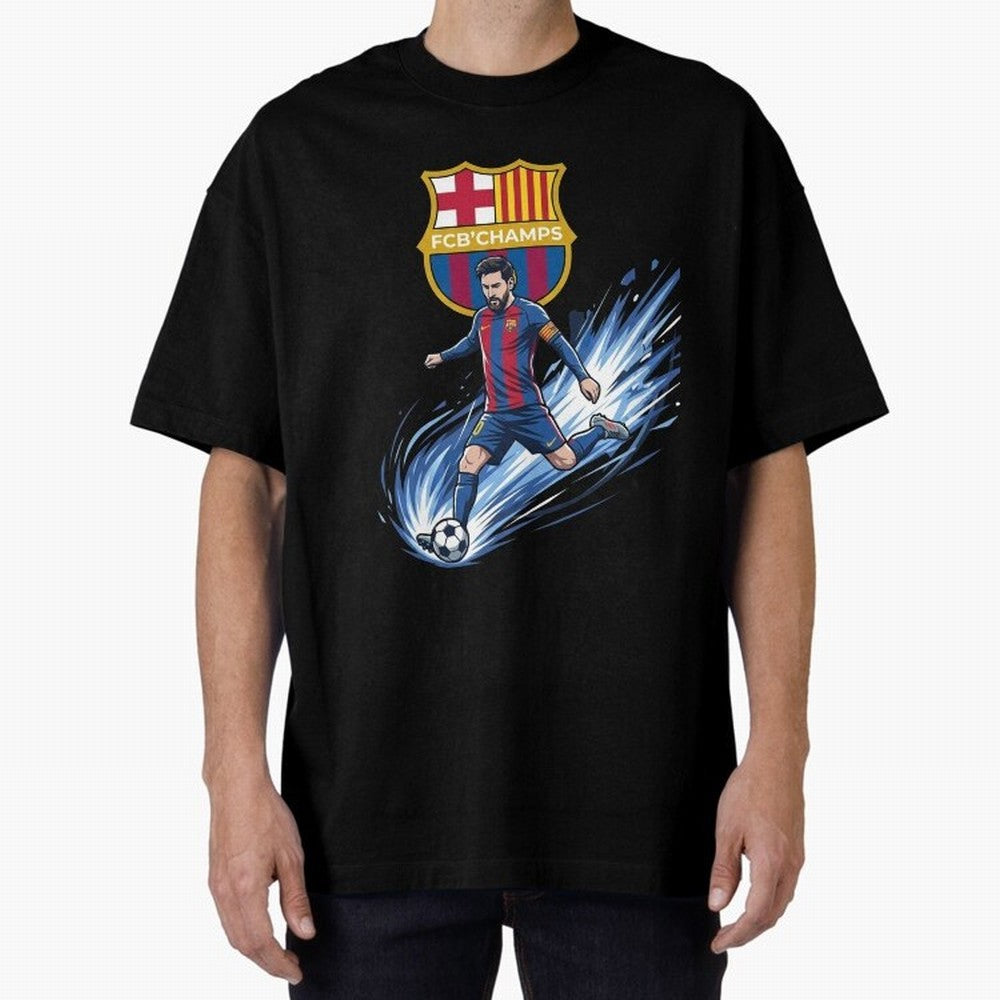 FC Barcelona Champs - The Goat Edition Oversized T-Shirt Keep Football History Alive during FIFA World Cup 2026 for Fans of Mbappe and France and Portugal, Bringing Football Passion, Legendary Performances, Festival Vibes and Supporter Community;