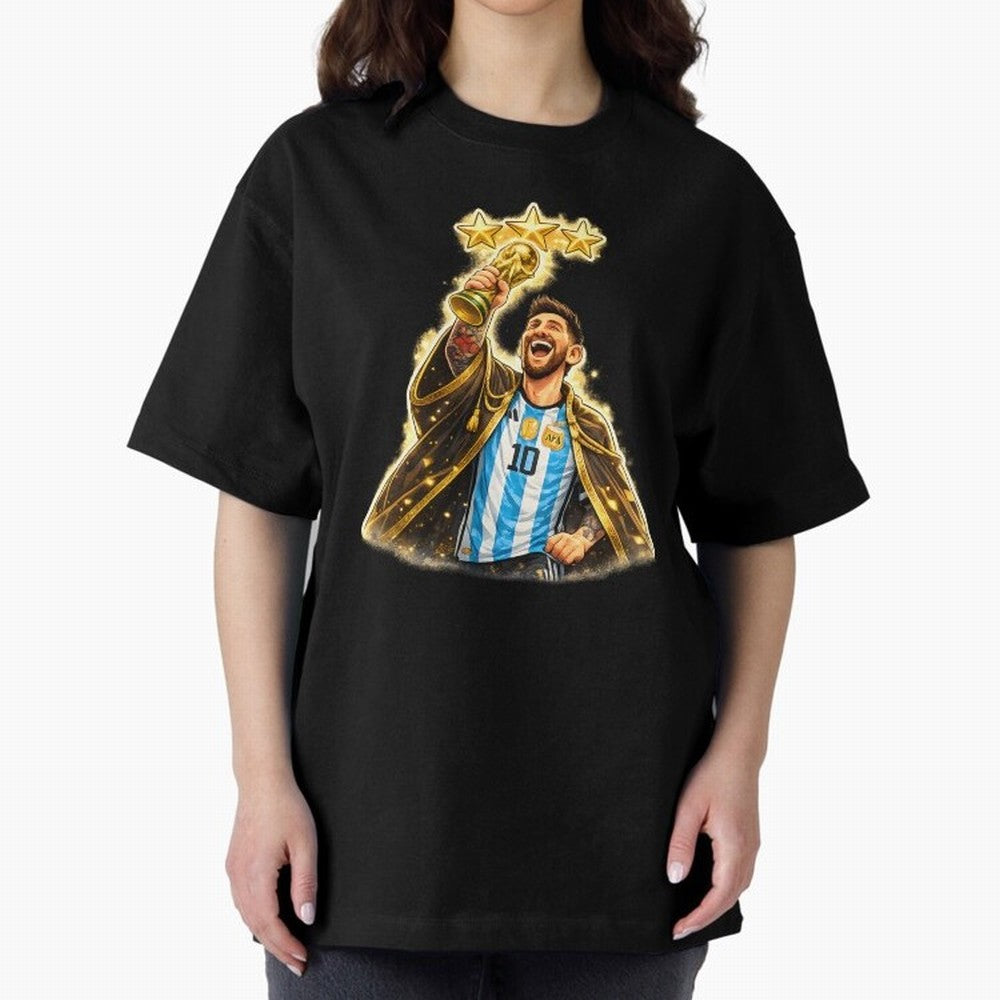 Messi King of Football World Champion ¨C Argentina 3 Stars Trophy Celebration Classic T-Shirt Join Supporters Worldwide for FIFA World Cup 2026 Group Stage for Fans of Neymar, Haaland and Cristiano Ronaldo and Argentina and Brazil, Bringing