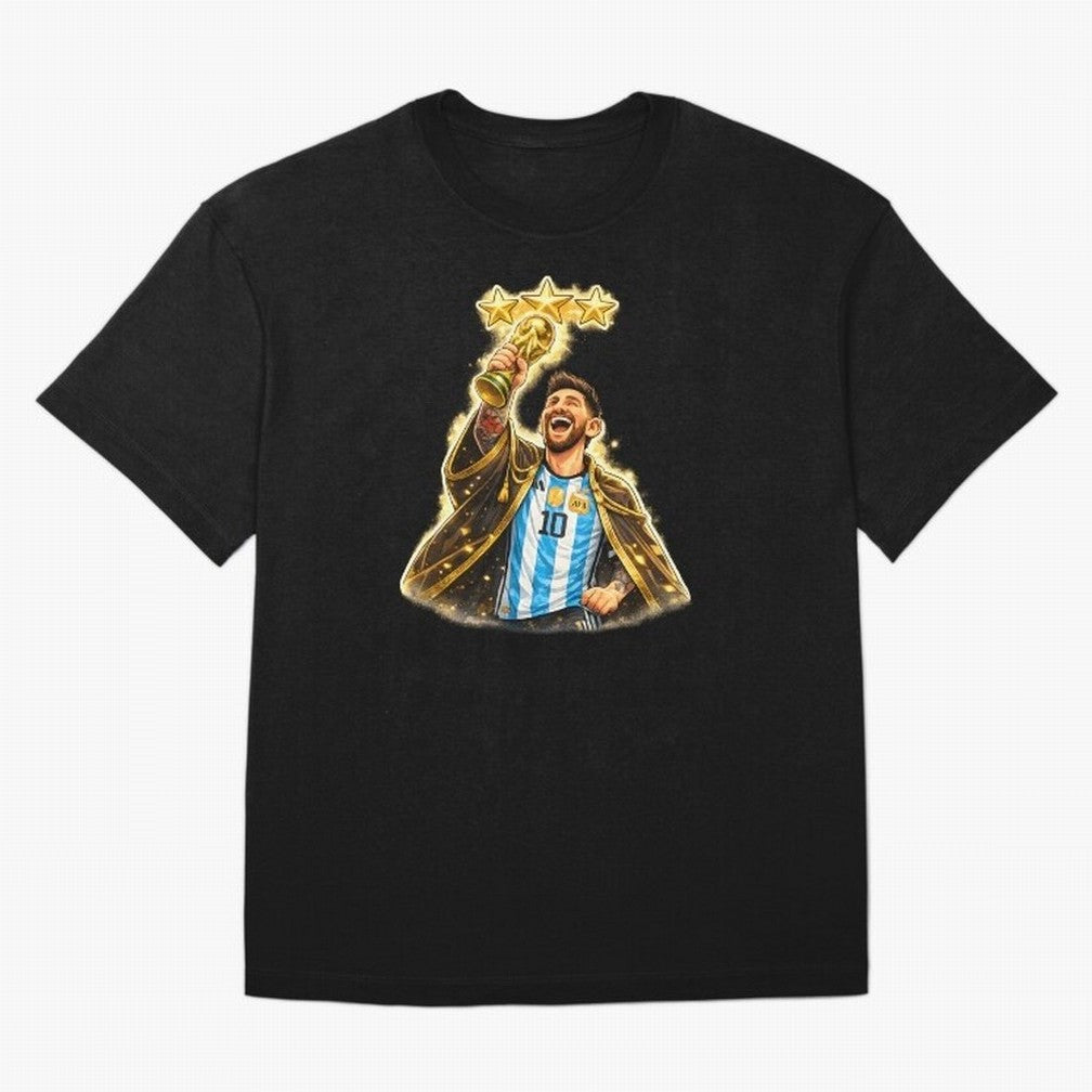 Messi King of Football World Champion ¨C Argentina 3 Stars Trophy Celebration Classic T-Shirt Join Supporters Worldwide for FIFA World Cup 2026 Group Stage for Fans of Neymar, Haaland and Cristiano Ronaldo and Argentina and Brazil, Bringing