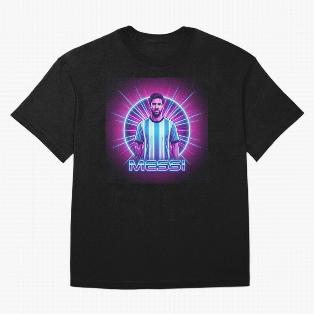 ?Argentina Football Legend Messi Cyberpunk Retro Futurist Design (Version 4) Classic T-Shirt Live for the Drama of FIFA World Cup 2026 Built around Messi, Neymar and Mbappe, Brazil Energy, Football Passion, Legendary Performances, Festival Vibes