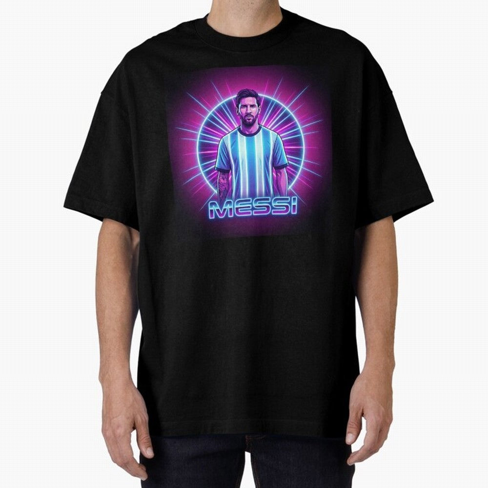 ?Argentina Football Legend Messi Cyberpunk Retro Futurist Design (Version 4) Classic T-Shirt Live for the Drama of FIFA World Cup 2026 Built around Messi, Neymar and Mbappe, Brazil Energy, Football Passion, Legendary Performances, Festival Vibes