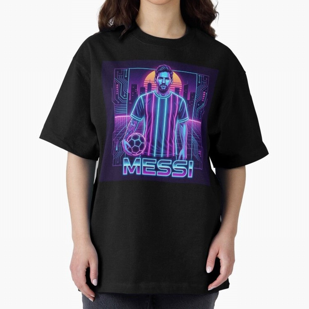 ?Argentina Football Legend Messi Cyberpunk Retro Futurist Design (Version 3) Classic T-Shirt Refresh Global Football Passion for FIFA World Cup 2026 USA Canada Mexico, with Messi, Neymar and Mbappe, England, France and Netherlands, Match Day