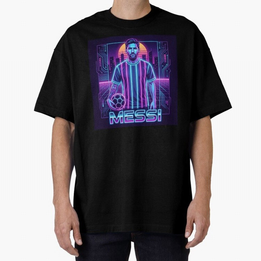 ?Argentina Football Legend Messi Cyberpunk Retro Futurist Design (Version 3) Classic T-Shirt Refresh Global Football Passion for FIFA World Cup 2026 USA Canada Mexico, with Messi, Neymar and Mbappe, England, France and Netherlands, Match Day
