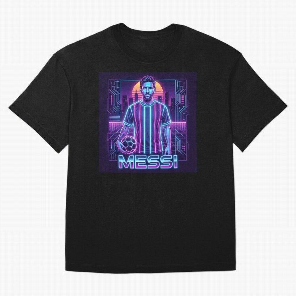 ?Argentina Football Legend Messi Cyberpunk Retro Futurist Design (Version 3) Classic T-Shirt Refresh Global Football Passion for FIFA World Cup 2026 USA Canada Mexico, with Messi, Neymar and Mbappe, England, France and Netherlands, Match Day