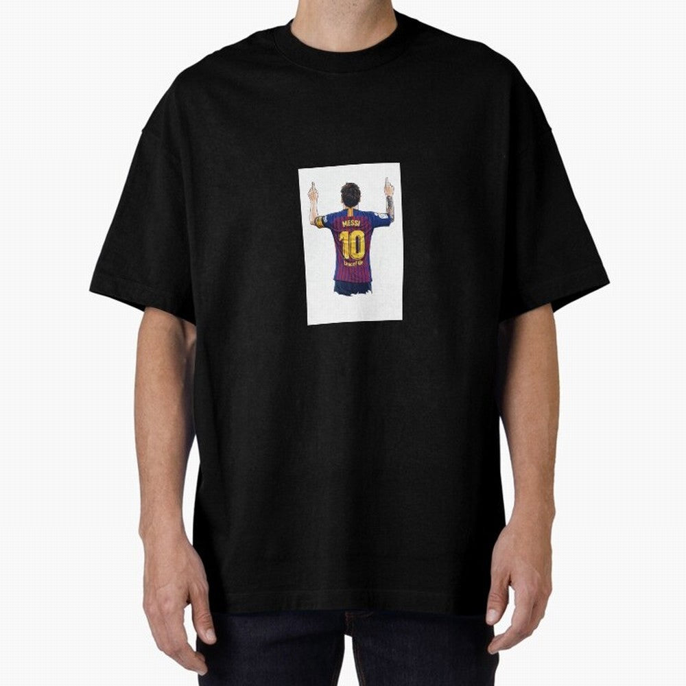 Lionel Messi Celebration Outline Barcelona FC Oversized T-Shirt Feel the Heartbeat of FIFA World Cup 2026 Filled with Mbappe, Argentina and Brazil Energy, Retro Football Energy, Iconic Rivalries, Trophy Chase Drama and Stadium Atmosphere; Ideal for