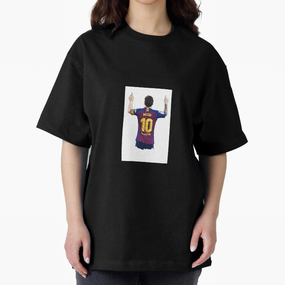 Lionel Messi Celebration Outline Barcelona FC Oversized T-Shirt Feel the Heartbeat of FIFA World Cup 2026 Filled with Mbappe, Argentina and Brazil Energy, Retro Football Energy, Iconic Rivalries, Trophy Chase Drama and Stadium Atmosphere; Ideal for