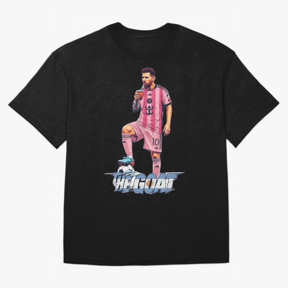 Messi Drawing Style Drinking Mate ¨C The Goat Design - Inter Miami Classic T-Shirt Honor the Football Icons of FIFA World Cup 2026 for Fans of CR7 and Messi and England and Germany, Bringing Fan Favorite Moments, National Team Passion, Big Match