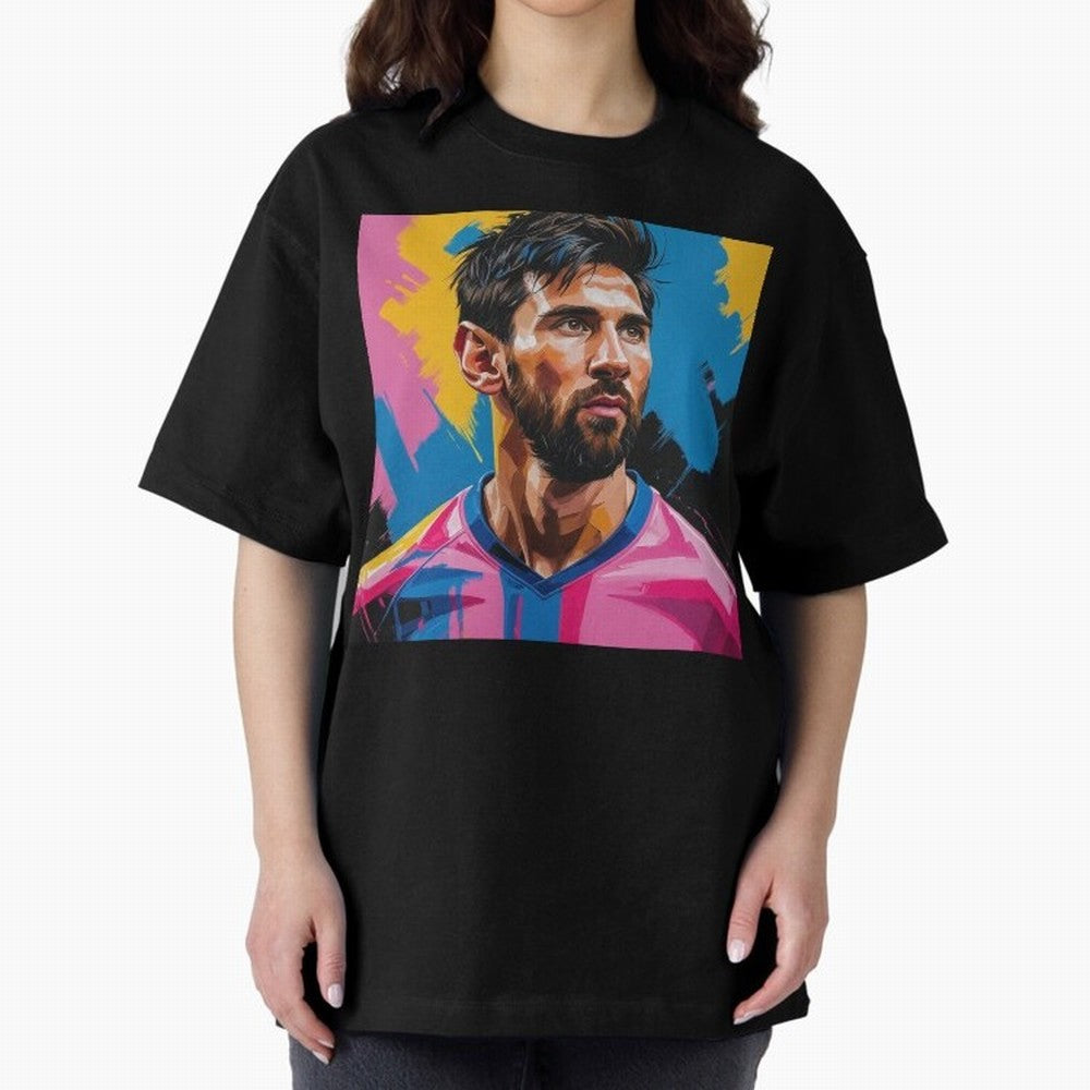 Vibrant Artistic Digital Painting Portrait of Lionel Messi (GOAT) Classic T-Shirt Join Supporters Worldwide for FIFA World Cup 2026 USA Canada Mexico for Fans of Messi, CR7 and Mbappe and Argentina, Bringing Sports Nostalgia, International