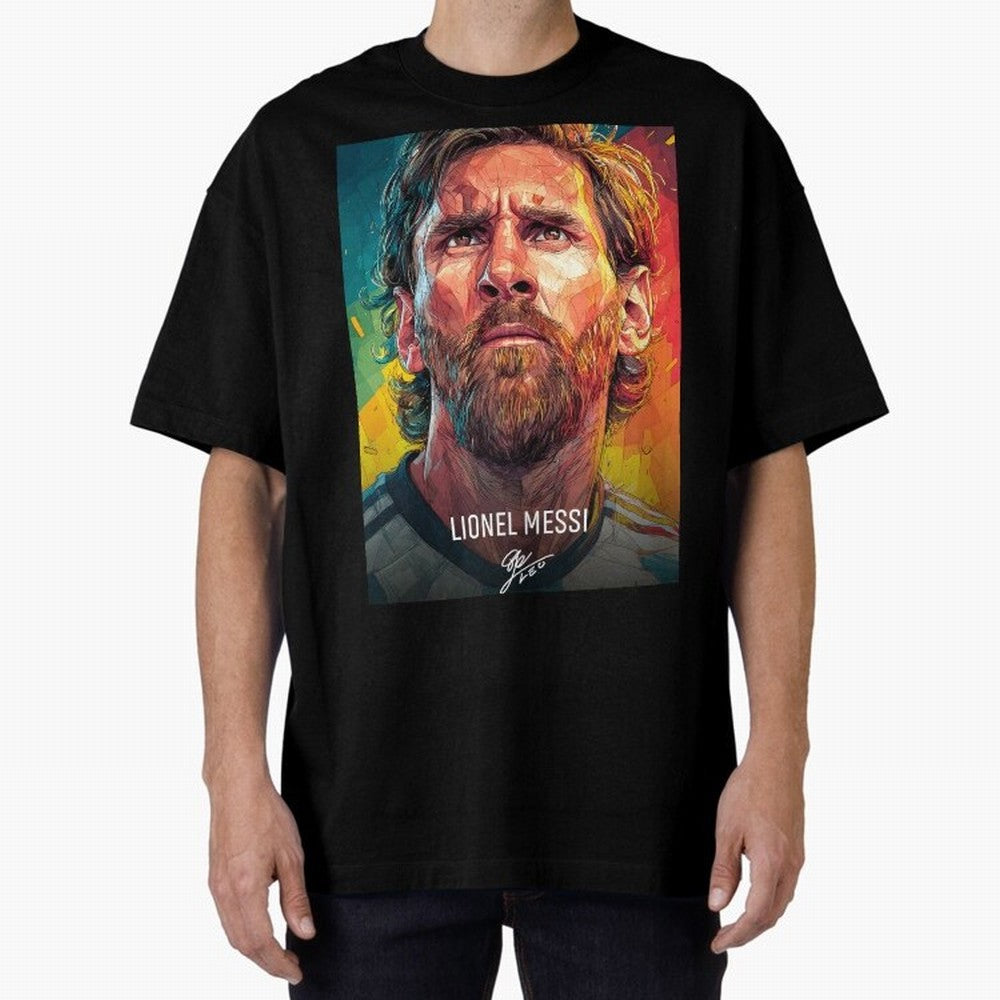 Lionel Messi Football Soccer Player Colorful Modern Portrait Classic T-Shirt Bring Champion Energy into FIFA World Cup 2026 for Fans of Neymar, Haaland and Cristiano Ronaldo and Spain, Bringing Football History, Final Match Energy, Crowd Noise and