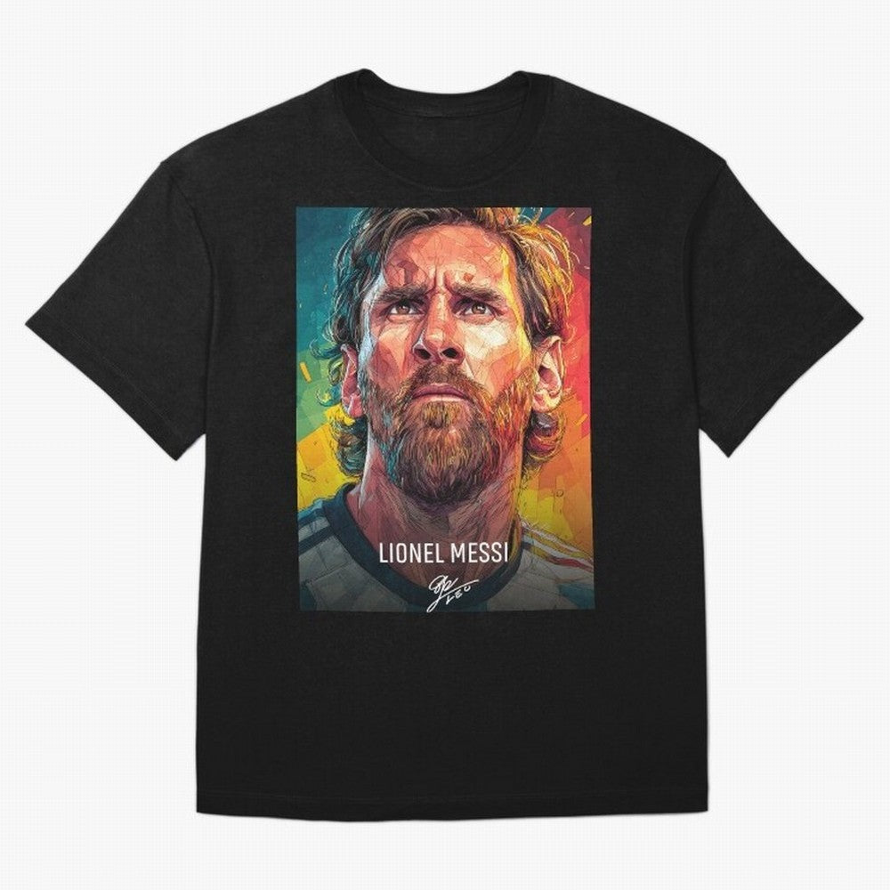 Lionel Messi Football Soccer Player Colorful Modern Portrait Classic T-Shirt Bring Champion Energy into FIFA World Cup 2026 for Fans of Neymar, Haaland and Cristiano Ronaldo and Spain, Bringing Football History, Final Match Energy, Crowd Noise and