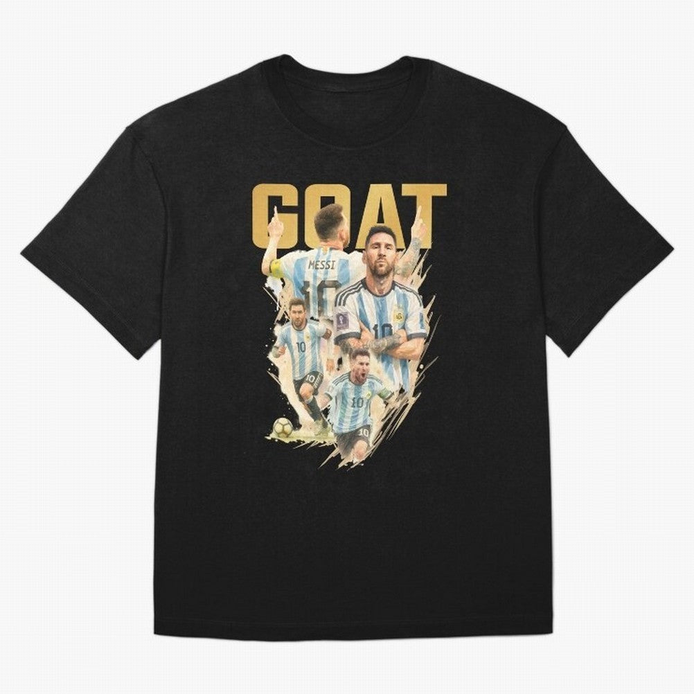 GOAT Lionel Messi watercolor illustration Oversized T-Shirt Celebrate the Magic of FIFA World Cup 2026 Group Stage for Fans of Haaland and Mbappe and England and Germany, Bringing Football Festival Excitement, Trophy Ambitions, Country Rivalries